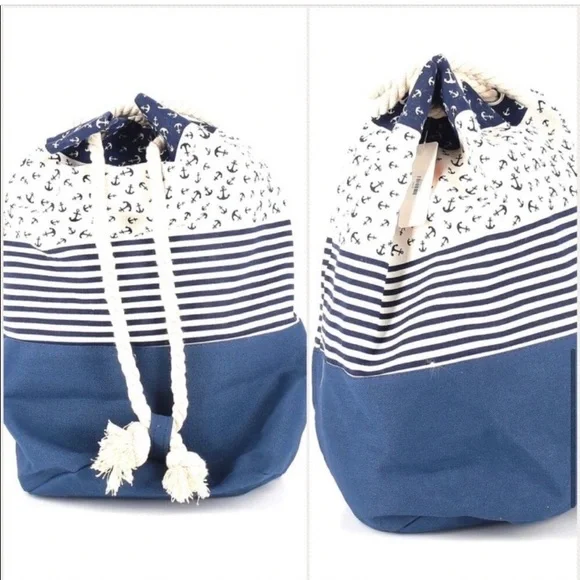 Nautical navy ivory tote bag - Picture 3 of 5